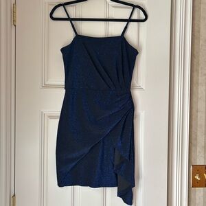 Trixxi Navy Shimmer Asymmetrical Dress